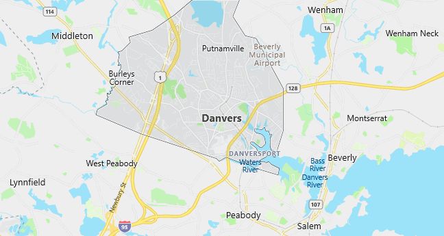 Map of Danvers, MA