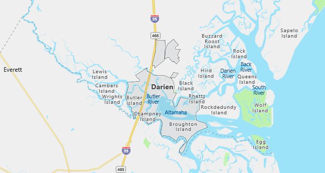 Map of Darien, GA