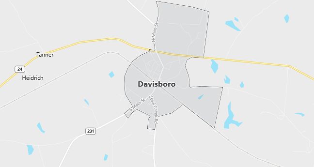 Map of Davisboro, GA