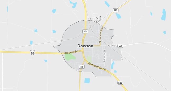 Map of Dawson, GA