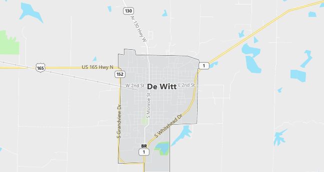 Map of De Witt, AR