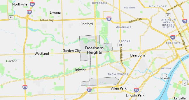 Map of Dearborn Heights, MI