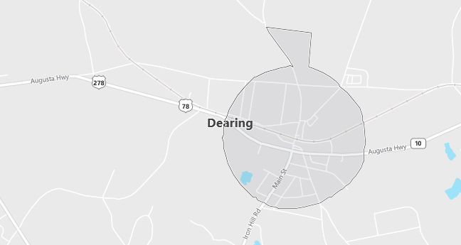 Map of Dearing, GA