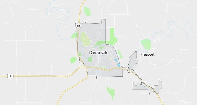 Map of Decorah, IA