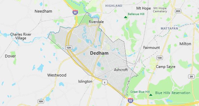 Map of Dedham, MA