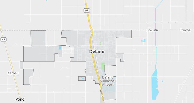 Map of Delano, CA