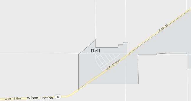 Map of Dell, AR