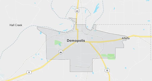 Map of Demopolis, AL