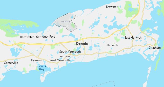 Map of Dennis, MA