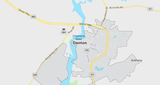 Map of Denton, MD