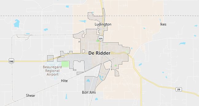 Map of Deridder, LA