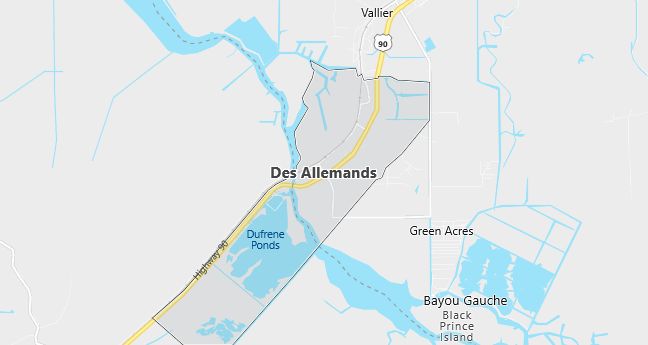 Map of Des Allemands, LA