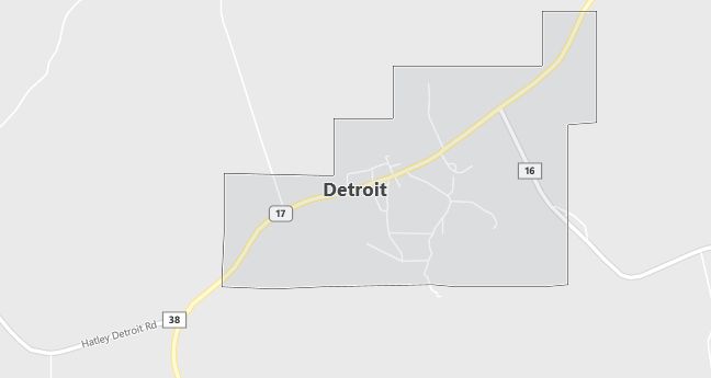 Map of Detroit, AL