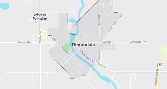 Map of Dimondale, MI