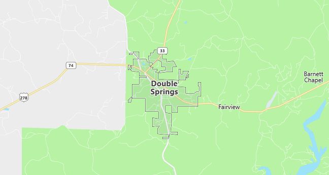 Map of Double Springs, AL