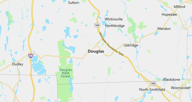 Map of Douglas, MA