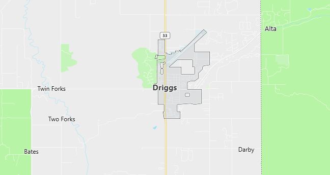 Map of Driggs, ID