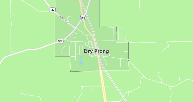 Map of Dry Prong, LA