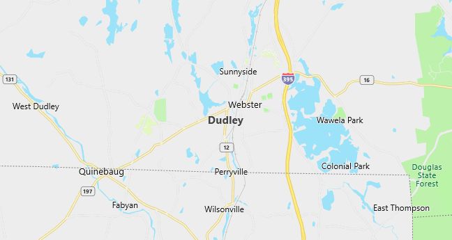 Map of Dudley, MA