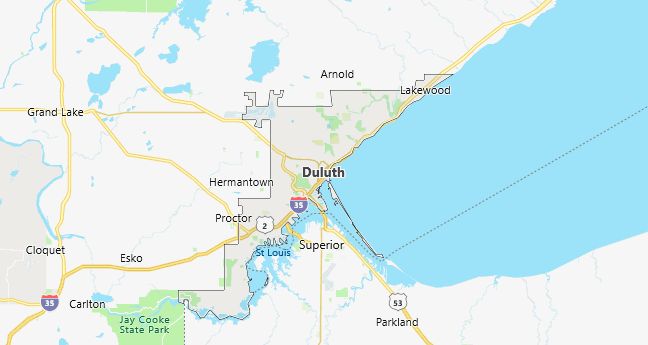 Map of Duluth, MN