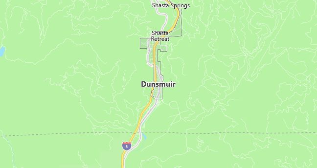 Map of Dunsmuir, CA