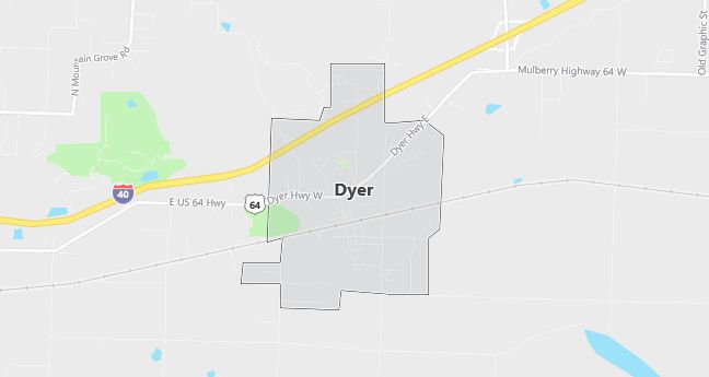 Map of Dyer, AR