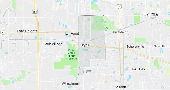 Map of Dyer, IN