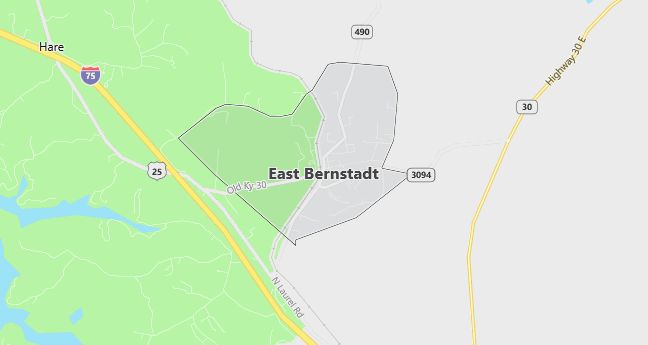 Map of East Bernstadt, KY