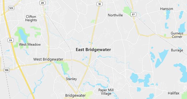 Map of East Bridgewater, MA