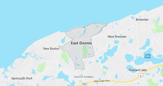 Map of East Dennis, MA