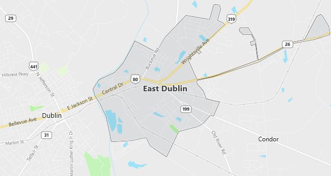 Map of East Dublin, GA