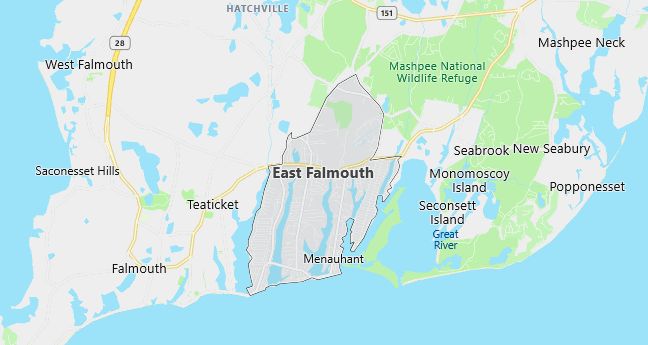 Map of East Falmouth, MA