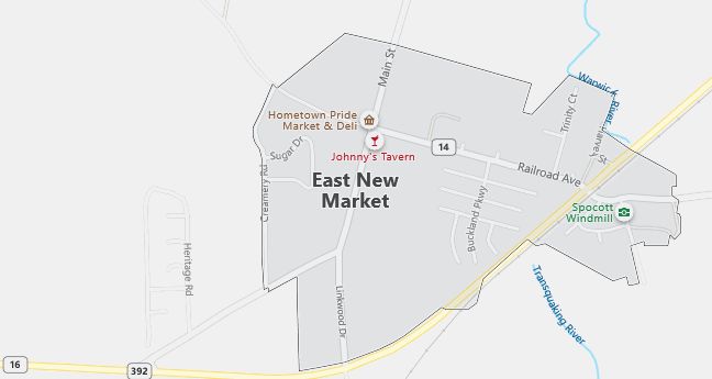 Map of East New Market, MD