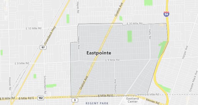 Map of Eastpointe, MI