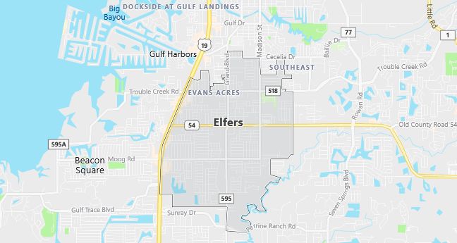 Map of Elfers, FL