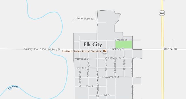 Map of Elk City, KS