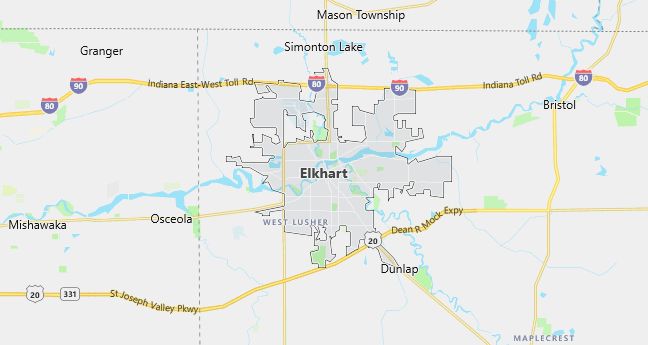 Map of Elkhart, IN