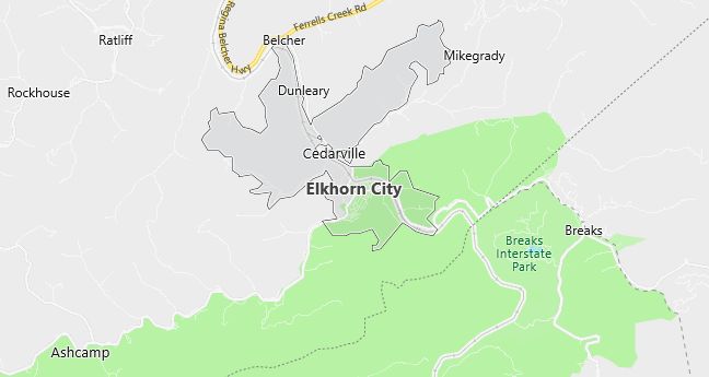 Map of Elkhorn City, KY