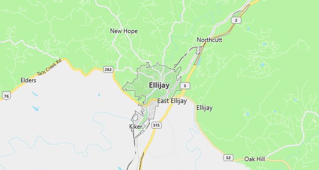 Map of Ellijay, GA