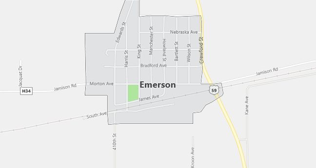 Map of Emerson, IA