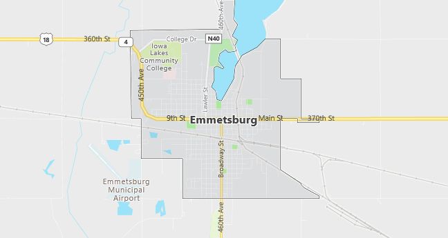 Map of Emmetsburg, IA