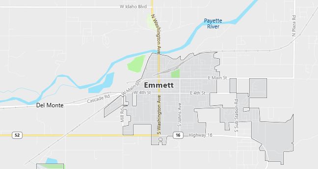 Map of Emmett, ID