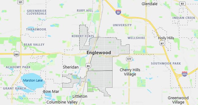 Map of Englewood, CO