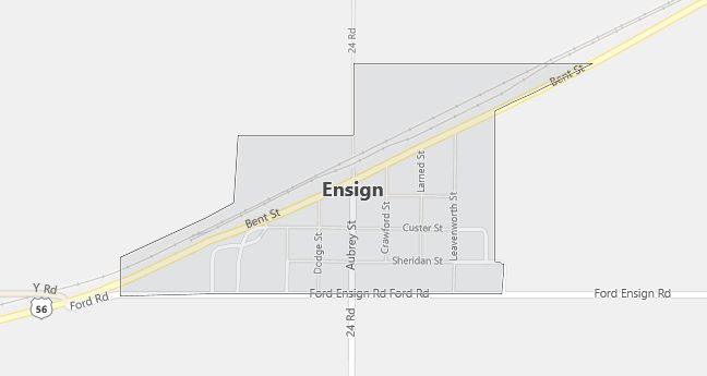 Map of Ensign, KS