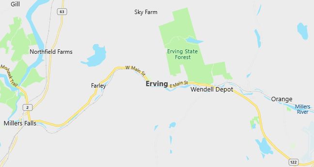 Map of Erving, MA