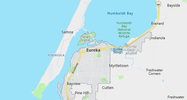 Map of Eureka, CA