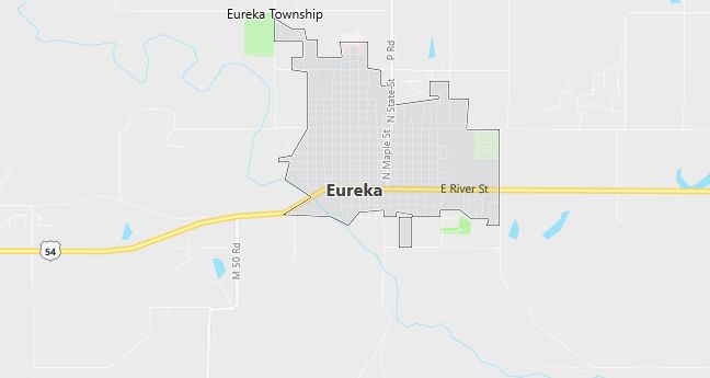 Map of Eureka, KS