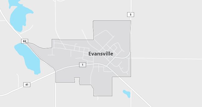 Map of Evansville, MN