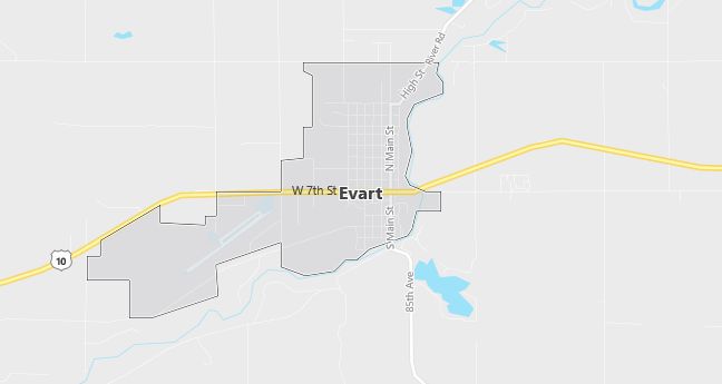 Map of Evart, MI