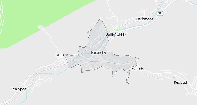 Map of Evarts, KY